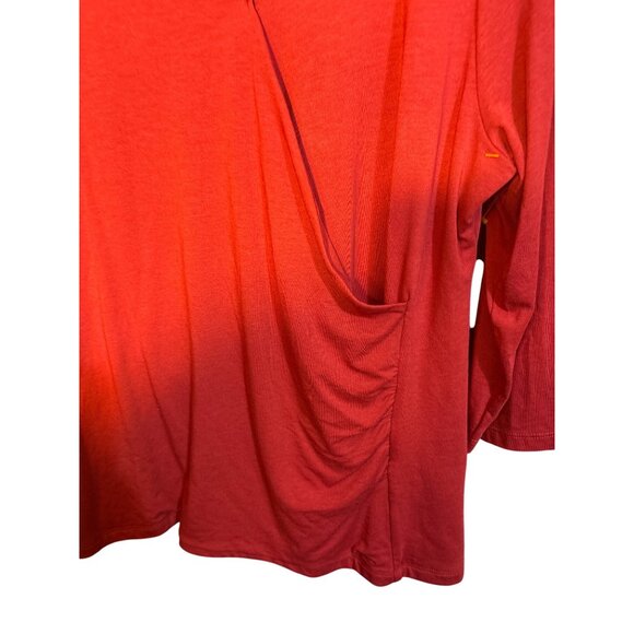 Soft Surroundings Womens XL Red Draped V-Neck Top With Pocket Pima Cotton Blend - Picture 2 of 6
